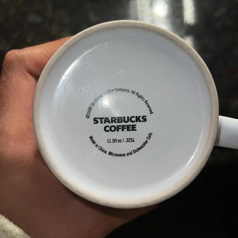 2008 Starbucks Ceramic Coffee Mug Double Sided Green Mermaid Logo